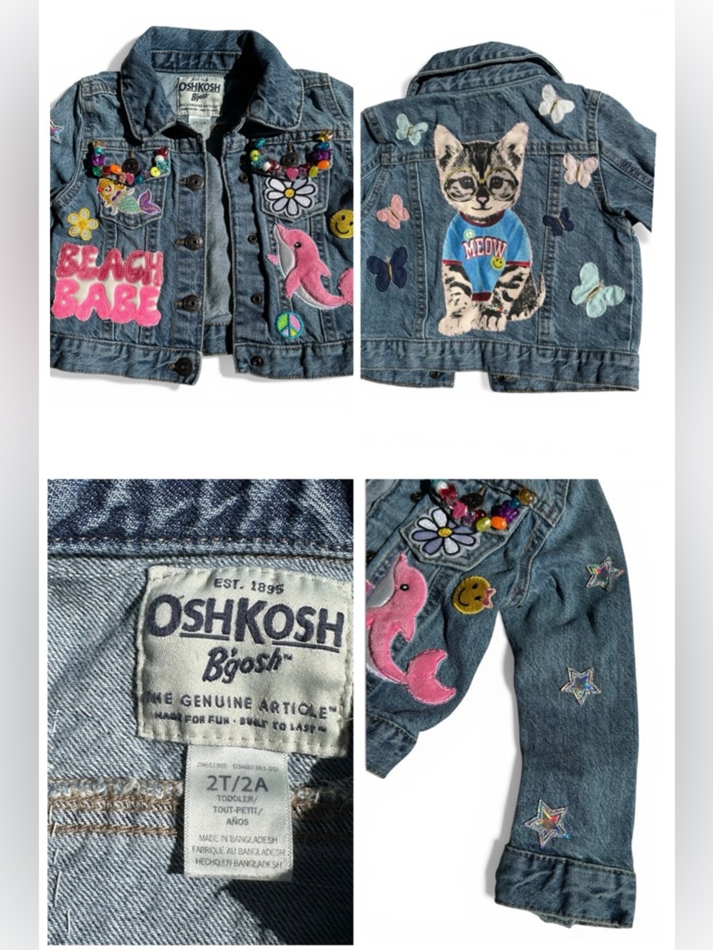 OshKosh B'gosh Blue Denim Jacket with Cat & Beach Appliqués